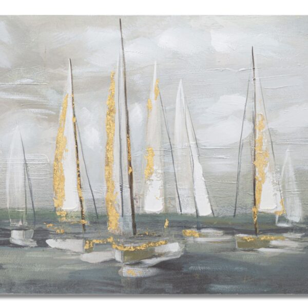 Dipinto Su Tela Gold Boat Cm 100X2,8X80