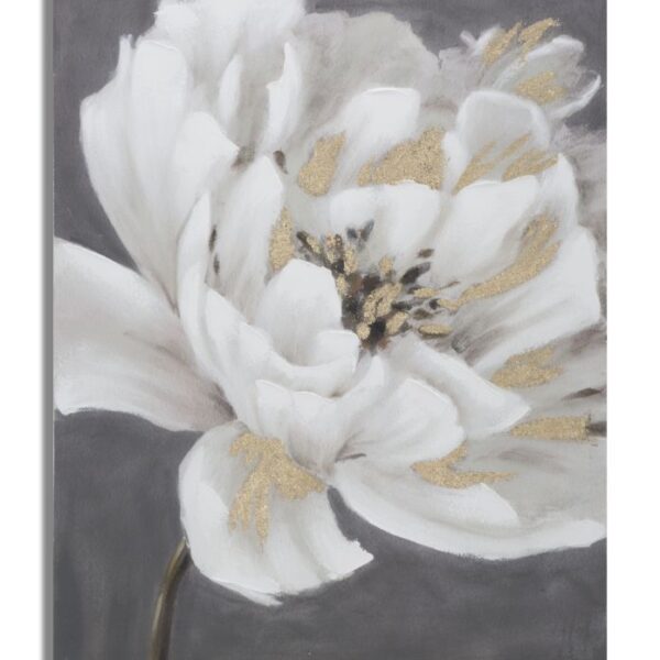 Dipinto Su Tela White/Gold Flower Cm 80X3,7X100