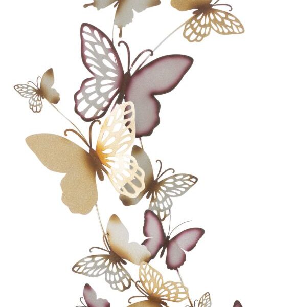 Pannello Da Muro Butterflies Oro/Bordeaux C Cm 59,5X4X111,5