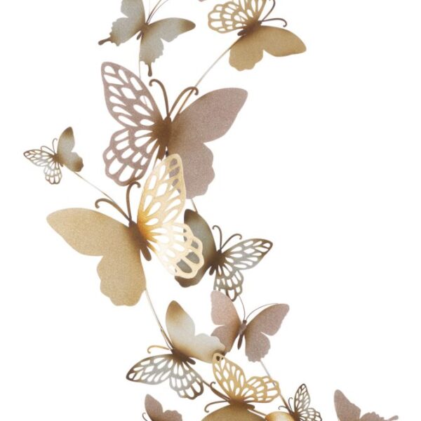Pannello Da Muro Butterflies Oro/Rosa C Cm 59,5X4X111,5