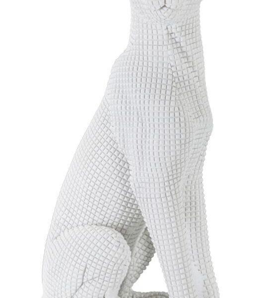 Leopardo Seduto Bianco Cm 15X10X27