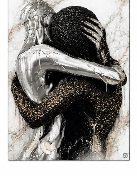 Quadro Trilogia Abbraccio silver/gold