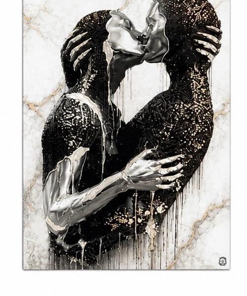 Quadro Trilogia Bacio silver/gold