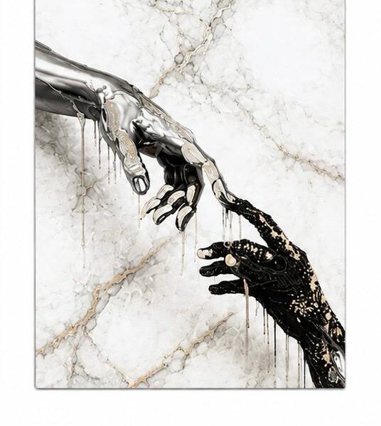 Quadro Trilogia Mano silver/gold