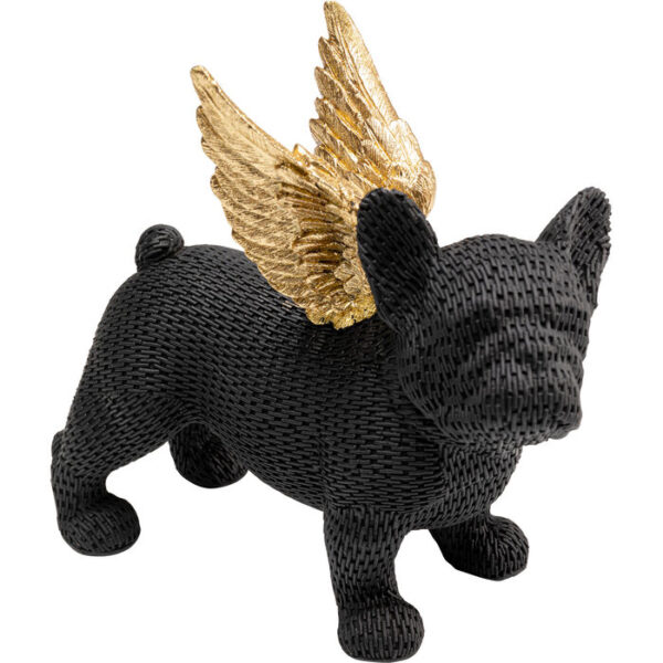 Figura decorativa Angel Dog nero 25cm