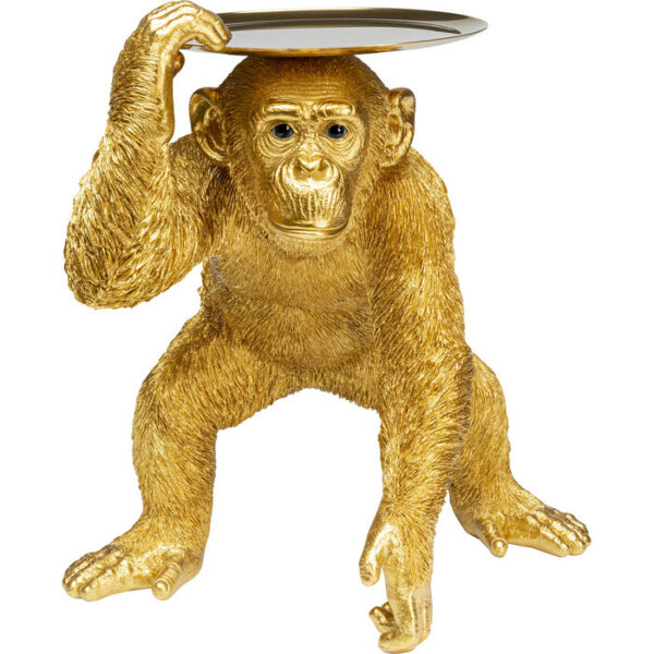 Figura decorativa Butler Playing Chimp oro 52cm