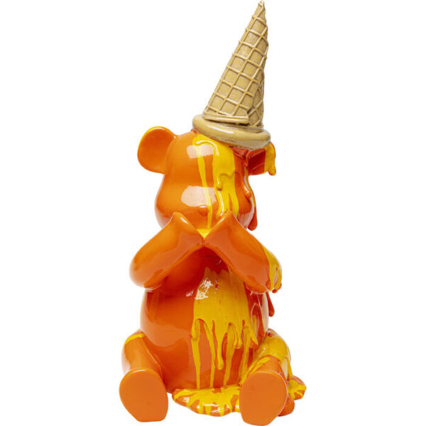 Figura decorativa Sitting Gelato Bear arancione 37cm