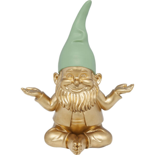 Figura decorativa gnome meditation nero-oro 19 cm