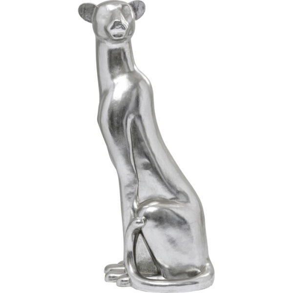 Figura decorativa Sitting Leopard argento 150cm