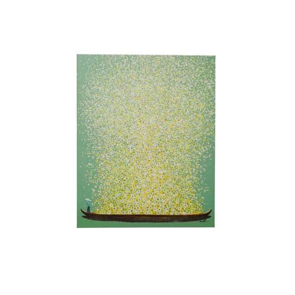 Quadro su tela Flower Boat verde giallo 80x100cm