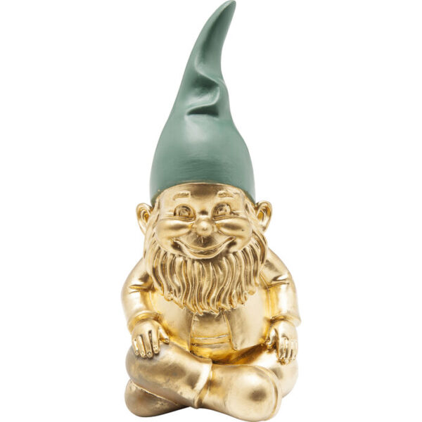 Figura decorativa Zwerg Sitting oro/verde 19cm