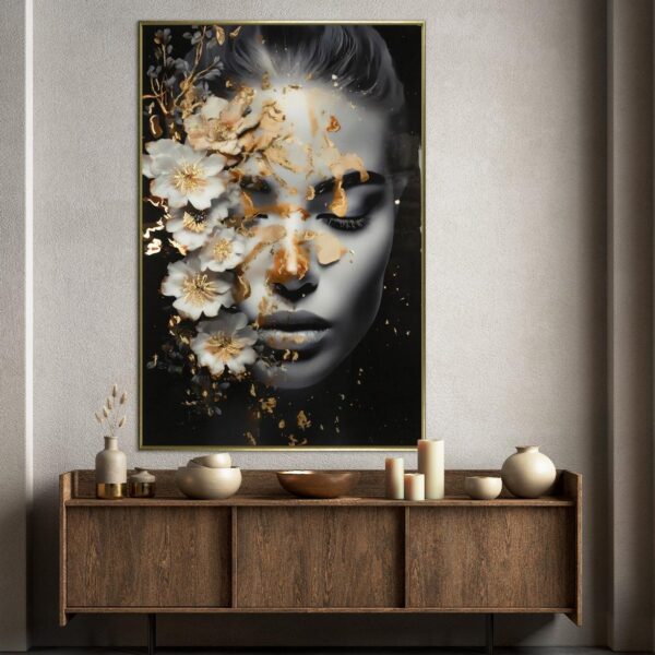 Quadro Woman Flowers Black