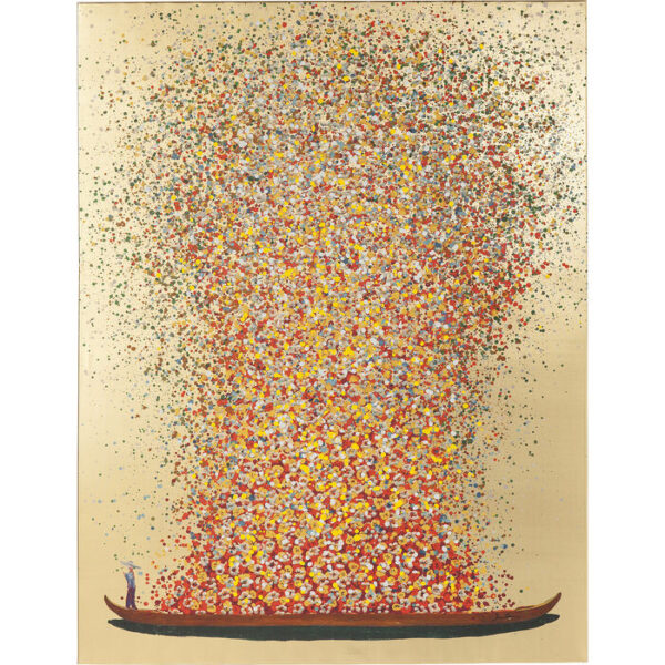 Quadro Touched olio Flower Boat oro-rosso 80x100cm