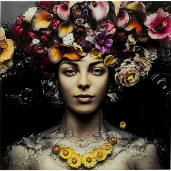 Quadro in vetro Flower Art Lady 80x80cm