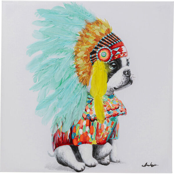 Quadro su tela Headdress Dog 80x80cm