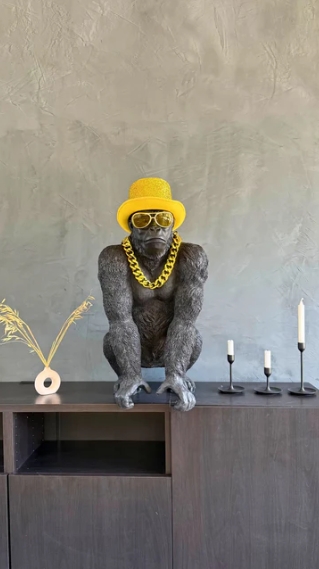 STATUA GORILLA BONGO NERO 75CM