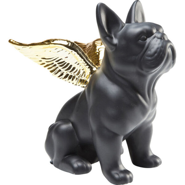 Figura decorativa sitting angel dog oro-nero
