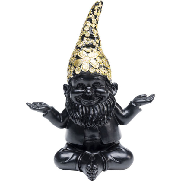 Figura decorativa gnome meditation nero-oro 19 cm