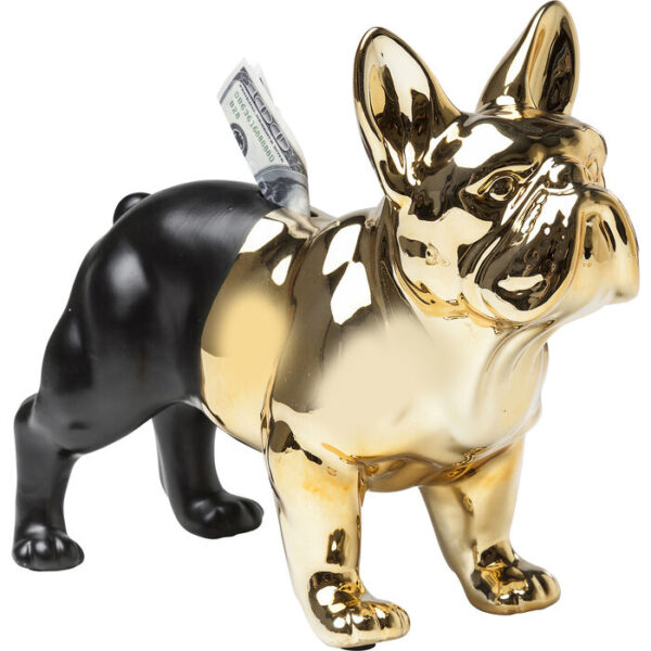 Salvadanaio bulldog oro-nero